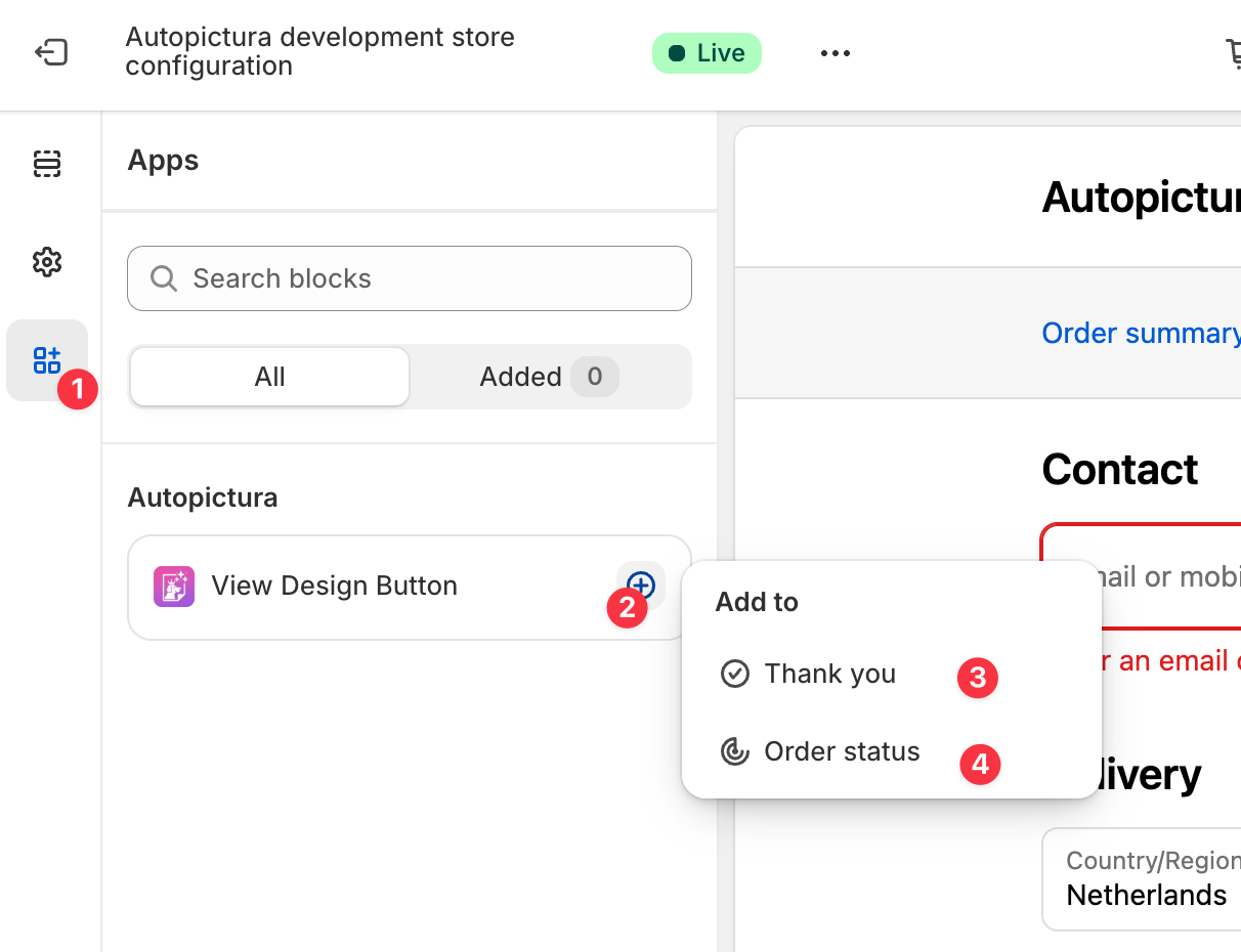 Enabling and positioning the View design block